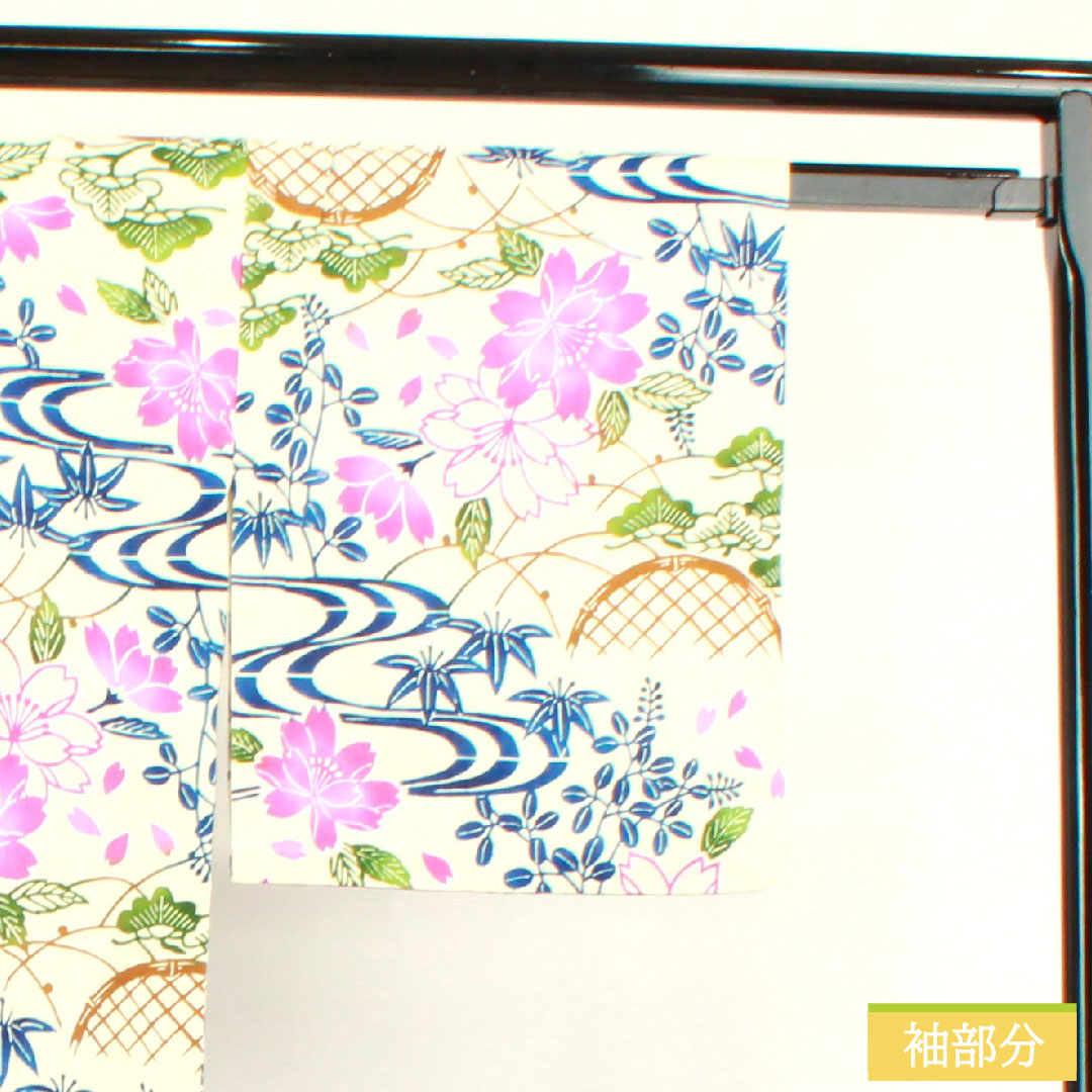 浴衣 綿麻 身丈159cm 裄丈66cm Sランク 単衣 白系 乳白色（にゅうはくしょく） 源氏物語 型染 桜 1118004782311