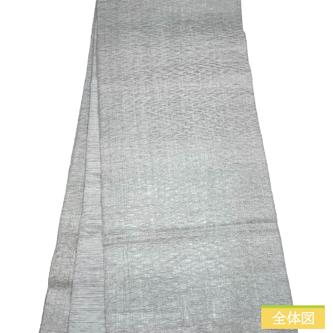 袋帯 正絹 薄鼠色（うすねずいろ） すくい織 波 帯丈452cm Aランク ポイント柄 カジュアル グレー系 1123012413422