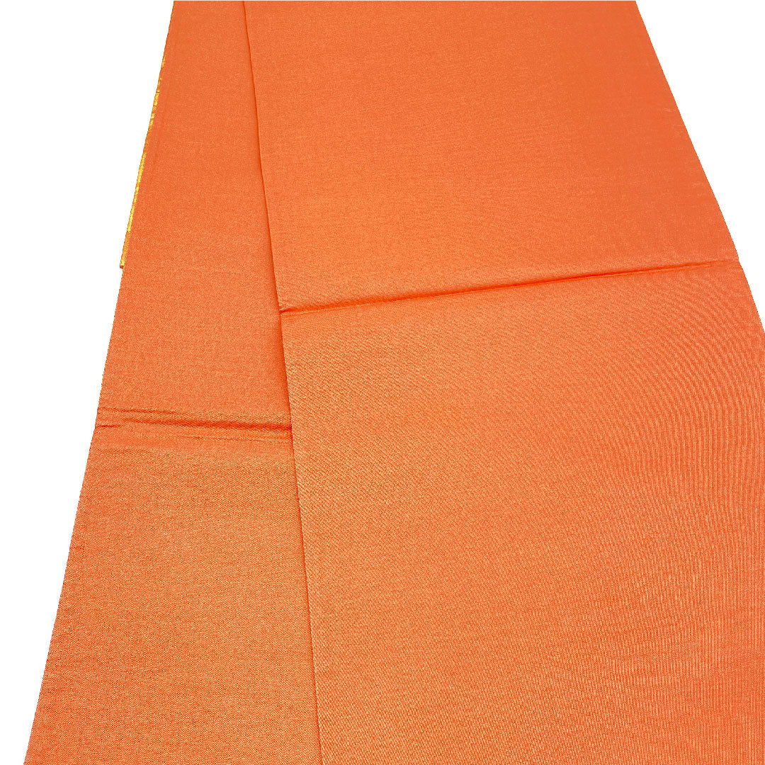 （未仕立）袋帯 古典柄 木原織物 帯丈428cm 正絹 Sランク 六通 セミフォーマル 朱系 1123002592316