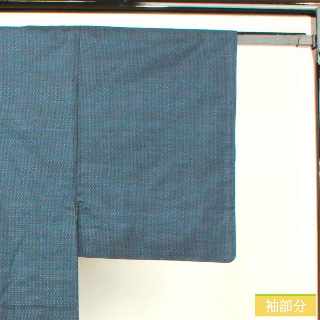 男物 正絹 身丈151cm 裄丈66.5cm 大島紬 緯総絣 Sランク 袷 紺系 1119000822518