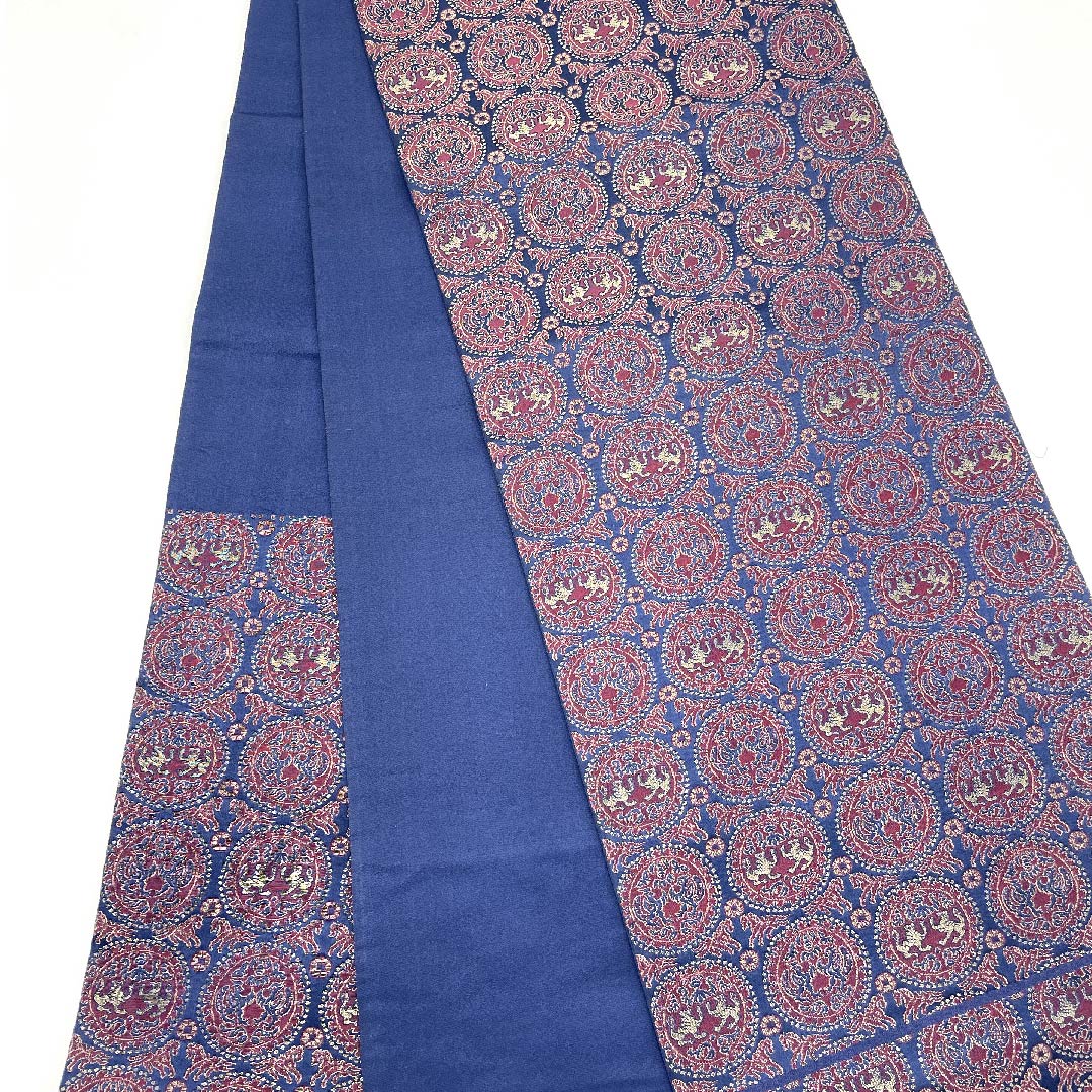 Nagoya obi, Korean indigo, Greek pattern, obi length 366cm, pure silk, A rank, six-way, casual, navy, 1124003673318, open style