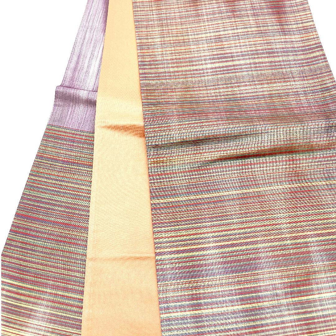 袋帯 引箔 縞 帯丈430cm 正絹 Aランク 六通 セミフォーマル グラデーション系 1123002973399