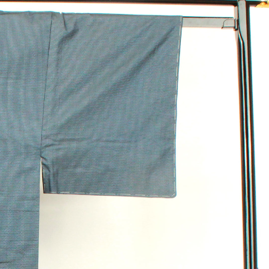 男物 身丈142.5cm 裄丈66.5cm 大島紬 アンサンブル 経緯絣 正絹 Sランク 袷 紺系 1119000482418