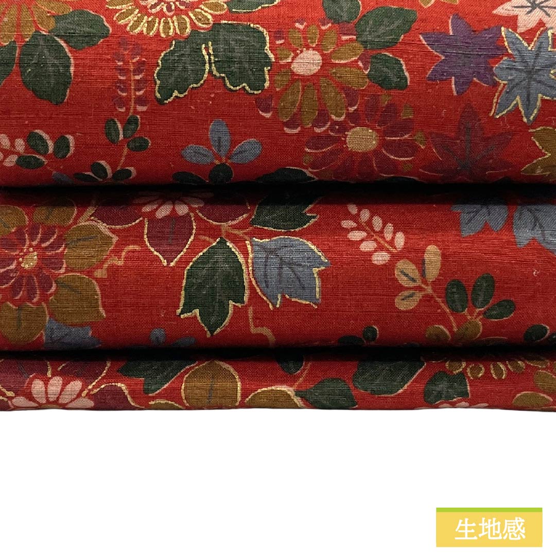 半幅帯 正絹 Aランク 真紅色（しんくいろ） 古典柄 花柄 帯丈399cm 赤系 1125003063312