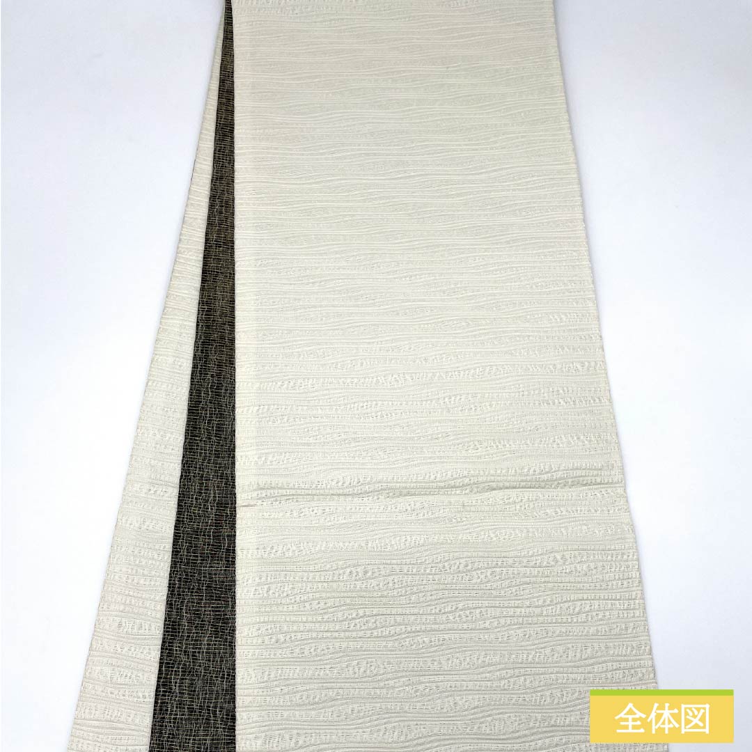 袋帯 正絹 乳白色色（にゅうはくしょくいろ） 蔦 葡萄 帯丈446cm Aランク ポイント柄 カジュアル 白系 1123012383311