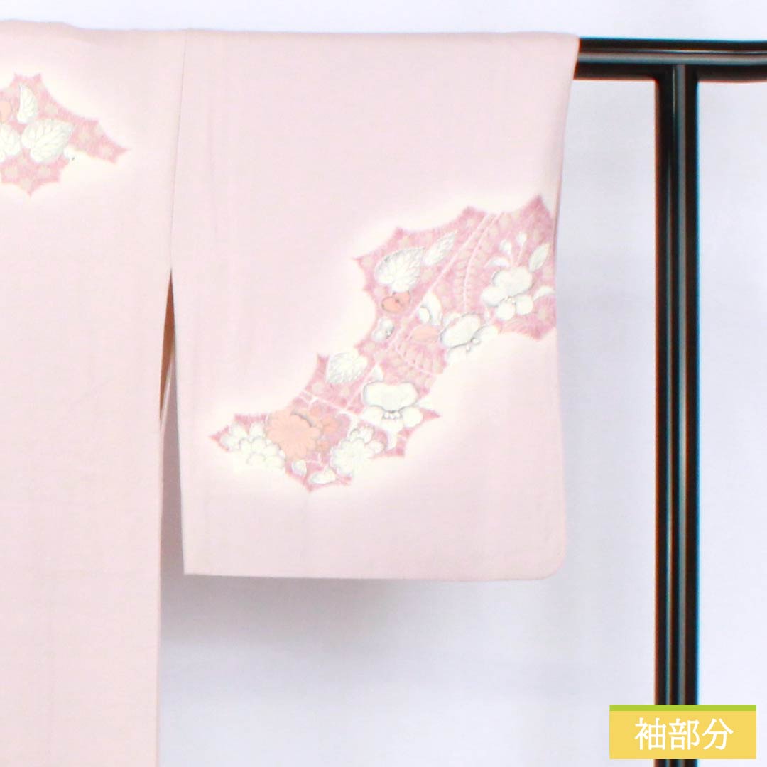 Visiting Kimono, Pure Silk, Grade A, Lined, Length 170.5cm, Sleeve Length 66cm, Cherry Blossom Color (Sakurairo), Tsujigahana Pattern, Pink, Product Number: 1112007163613