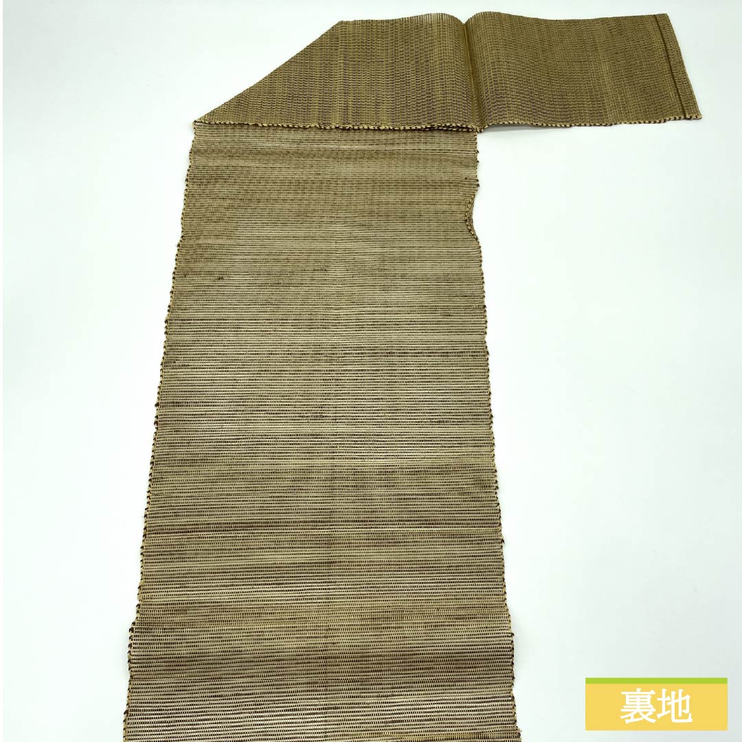 名古屋帯 正絹 藁色（わらいろ） 夏帯 紅葉 楓 帯丈355cm Sランク ポイント柄 セミフォーマル ベージュ系 1124008192325 松葉仕立て