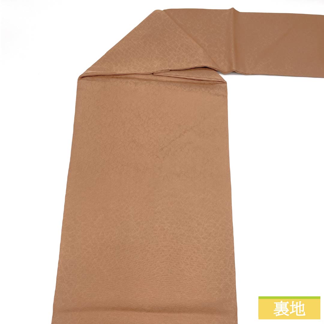 名古屋帯 緋褪色（ひさめいろ） 染め帯 花模様 帯丈373cm 正絹 Sランク ポイント柄 セミフォーマル 茶系 1124008902314 名古屋仕立て