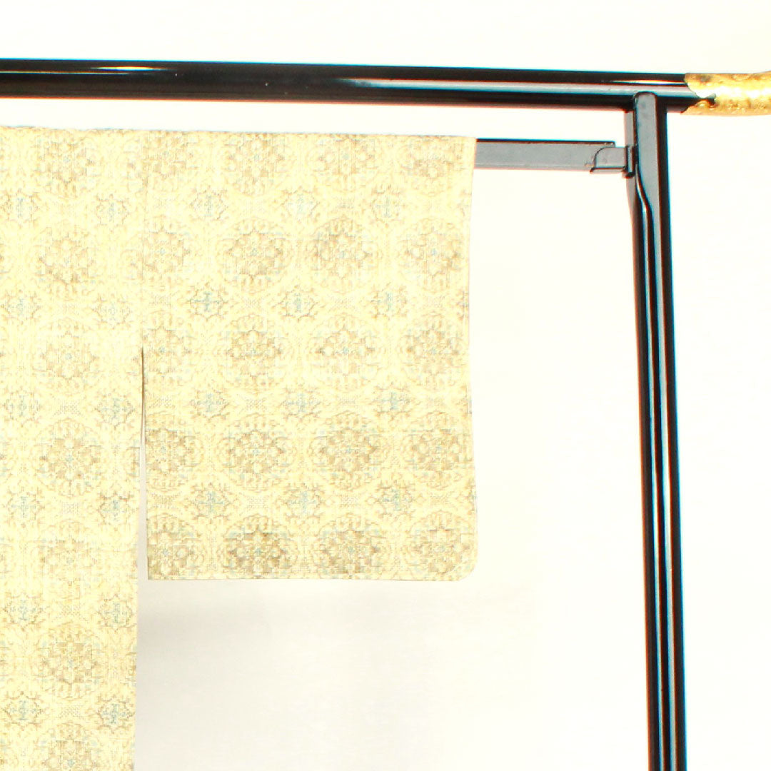 Tsumugi, Length 156cm, Sleeve length 62cm, Unused, Comes with basting thread, Tokyo white-brown, Abstract pattern, Pure silk, S rank, Awase, Cream color, 1116002252315