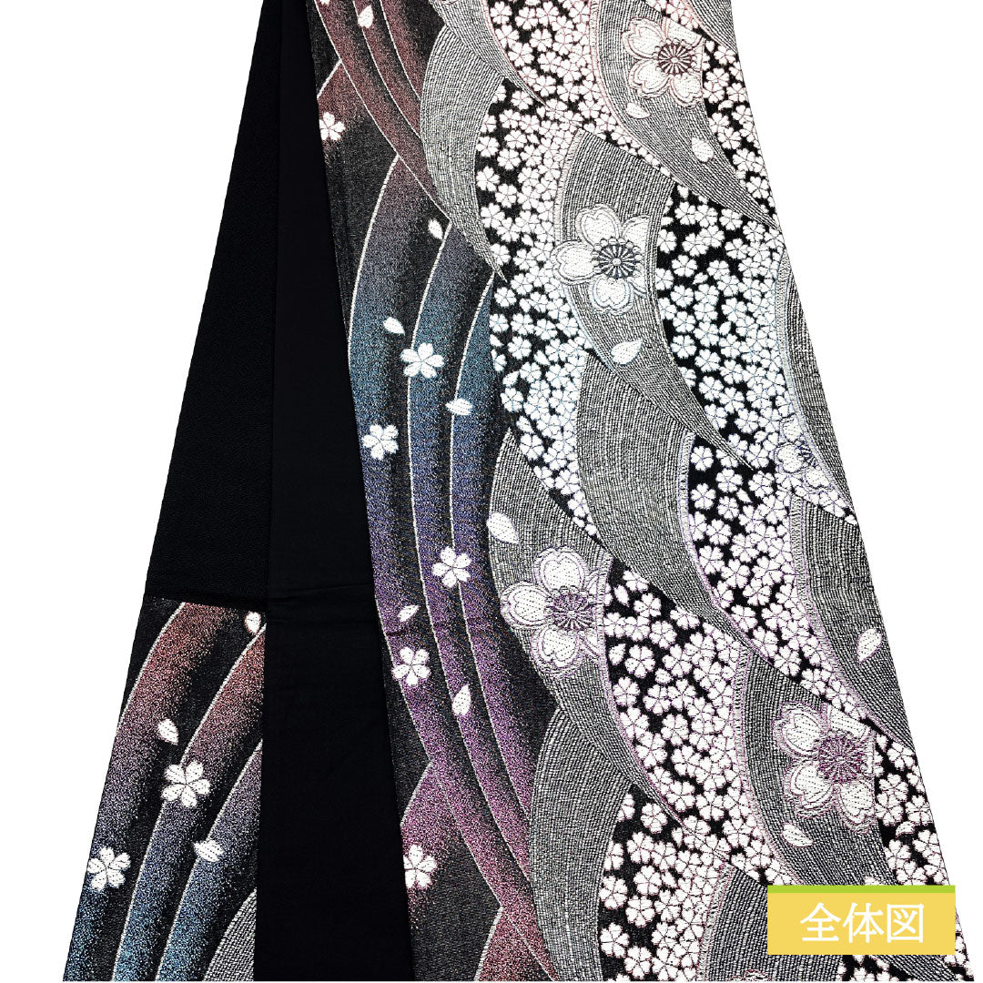 リサイクル着物】袋帯 正絹 Sランク 西陣織 桜 振袖用 帯丈466cm 六通