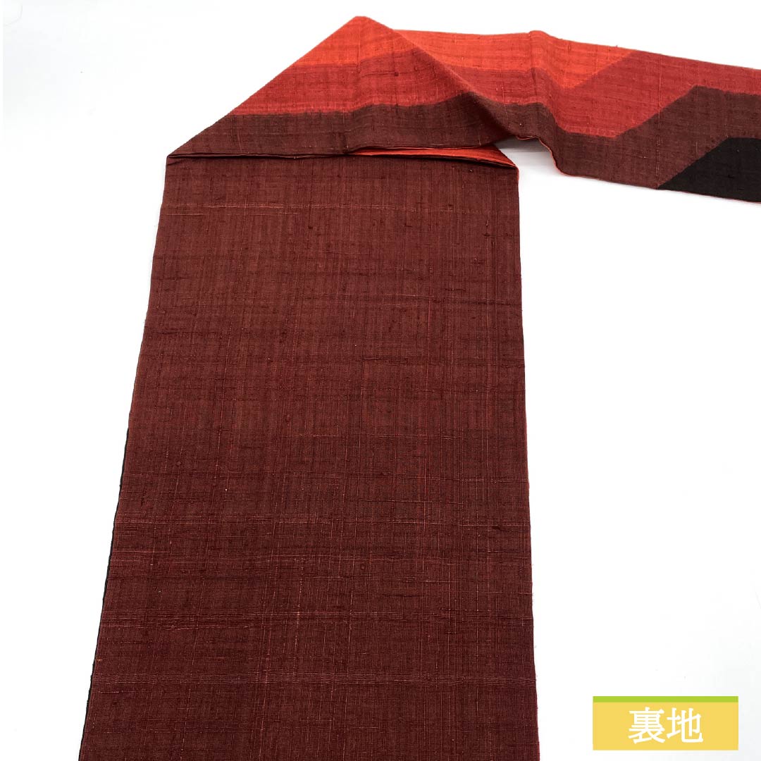 名古屋帯 紬地 絞り 幾何学模様 帯丈359cm 正絹 Sランク 六通 カジュアル グラデーション系 1124008132399 名古屋仕立て