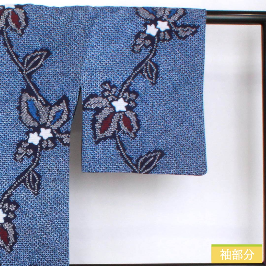 Cotton Yukata, Length 155cm, Sleeve Length 63cm, Rank A, Single Layer, Navy Blue, Abstract Floral Ripple Design, Product Number 1118005873318