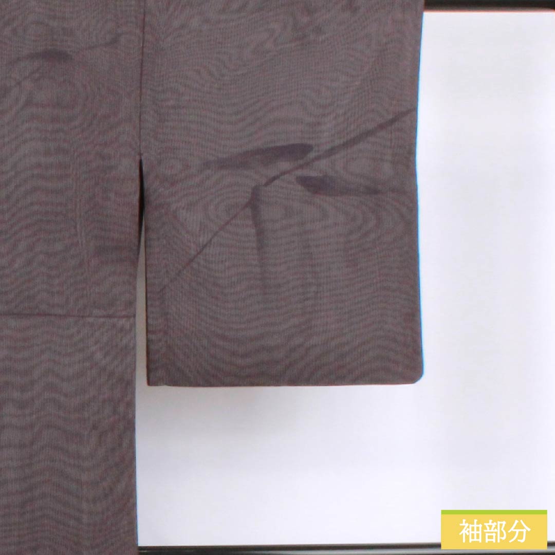 夏物 正絹 訪問着 身丈149cm 裄丈63cm 紫烏色（しうしょく） 京友禅 笹 二重紗 Sランク 紫系 1132002792120