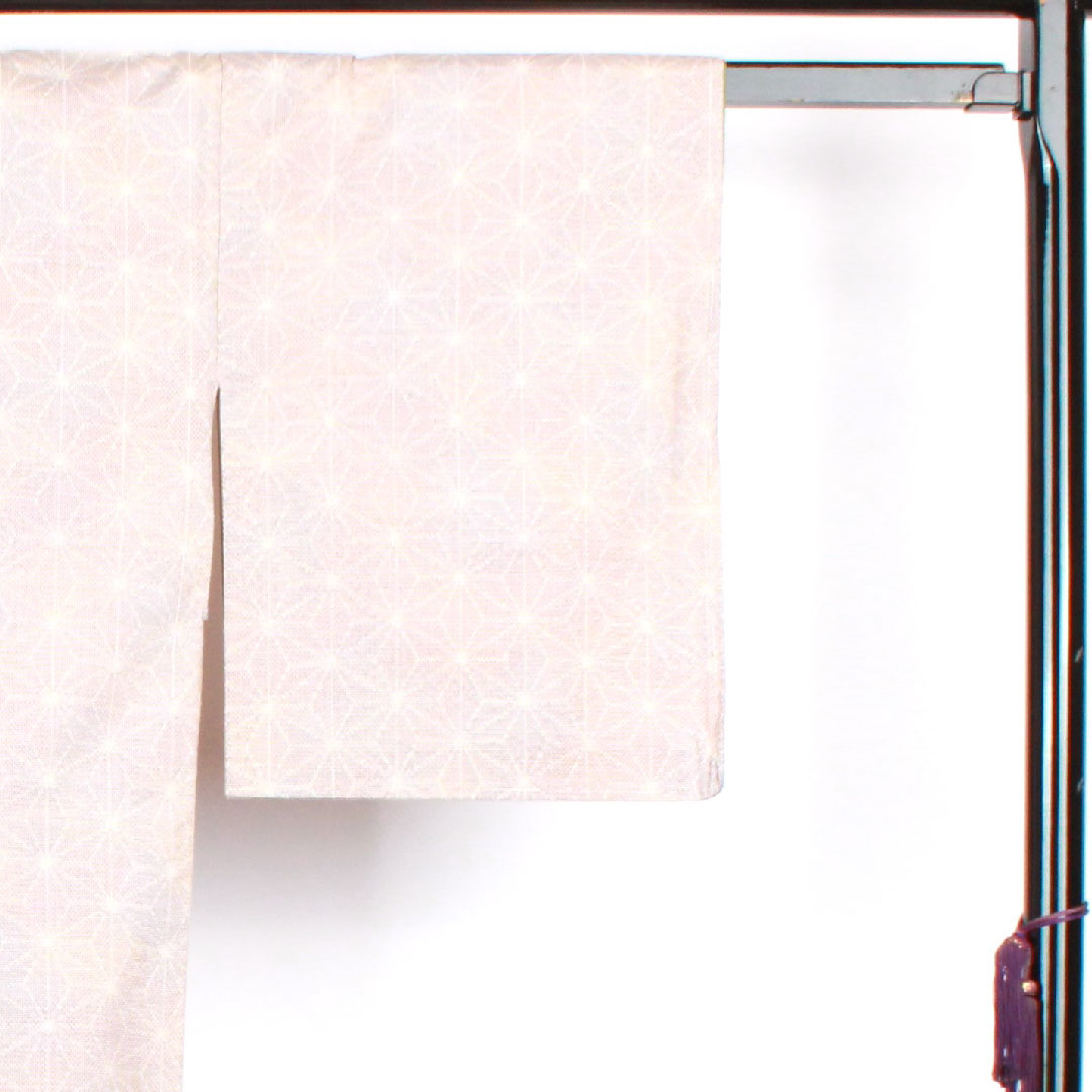 紬 身丈164cm 裄丈61.5cm 鴇鼠色 一斤染色 麻の葉模様 正絹 Aランク 袷 グラデ 1116001773499