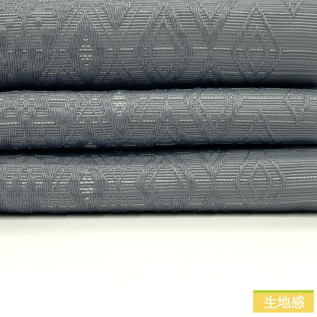 （新品）半幅帯 ポリエステル NEWランク 燻銀色（いぶしぎんいろ） 藍碧色（らんぺきいろ） 菱型 花柄 リバーシブル 帯丈400cm グレー系 1125002481422