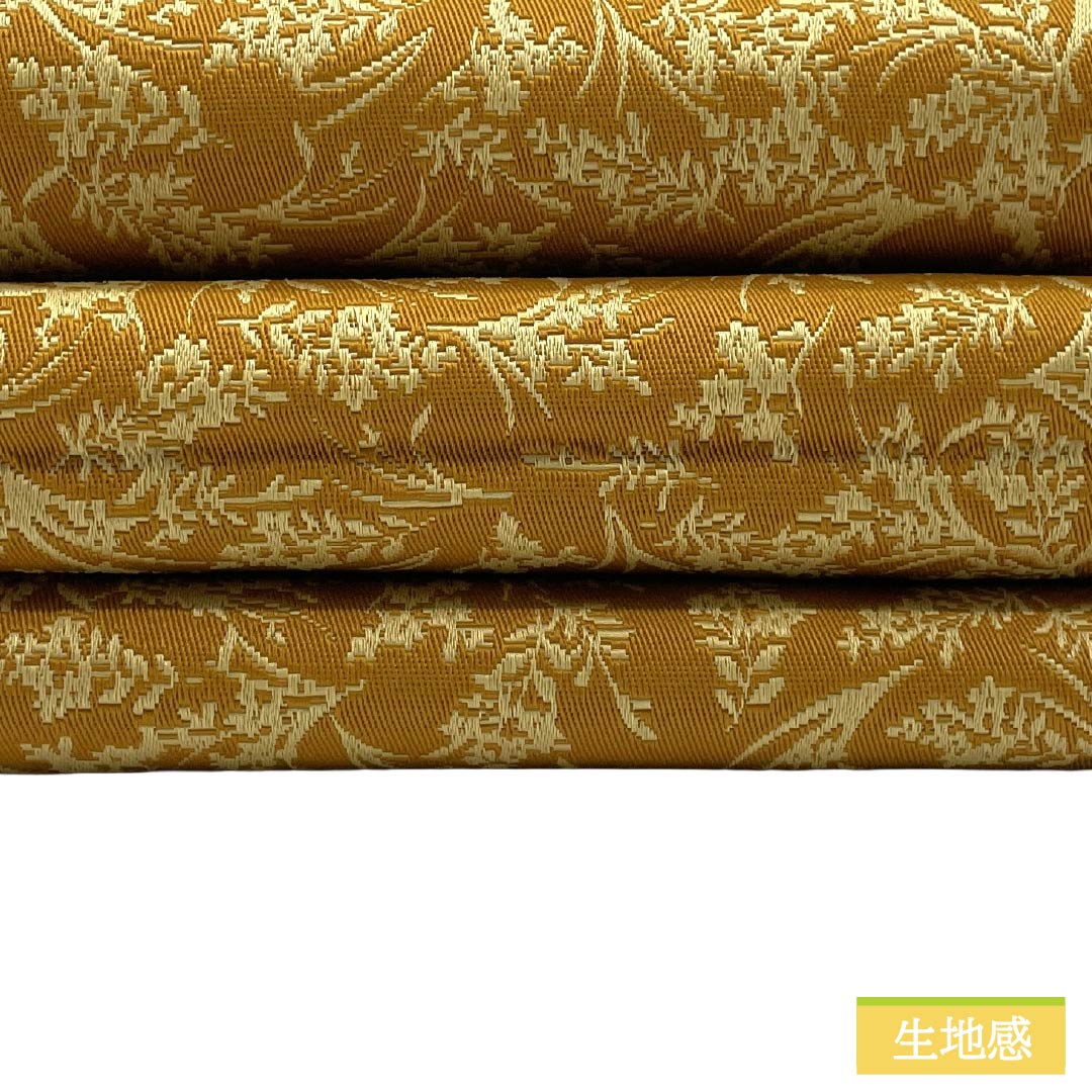 （新品）半幅帯 ポリエステル NEWランク 埴色（はにいろ） 東京白茶色（とうきょうしらちゃいろ） 草花模様 鱗模様 広幅 リバーシブル 帯丈398cm 茶系 1125006311314