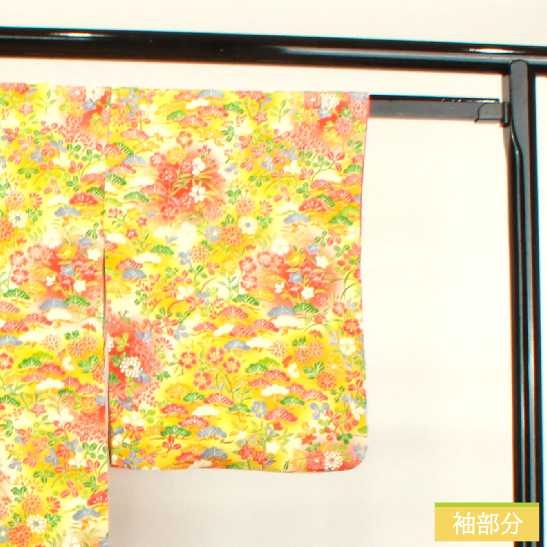 Komon, pure silk, length 158.5cm, sleeve length 64cm, lined, floral pattern, S rank, gradation style, 1115003812399