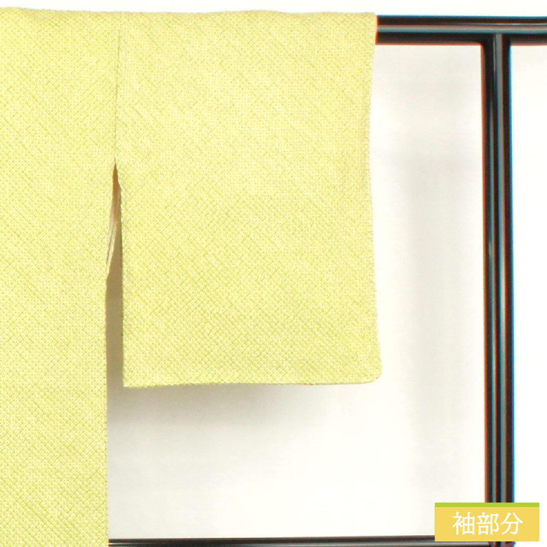 小紋 正絹 身丈162cm 裄丈62.5cm 袷 若菜色（わかないろ） 総絞り 疋田絞 Sランク 緑系 1115004682419