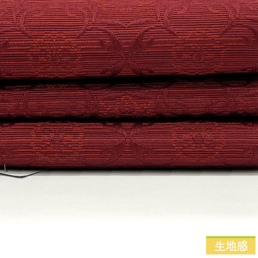 （新品）半幅帯 ポリエステル NEWランク 赤色 黒色 抽象花模様 リバーシブル 帯丈400cm 赤系 1125002431412