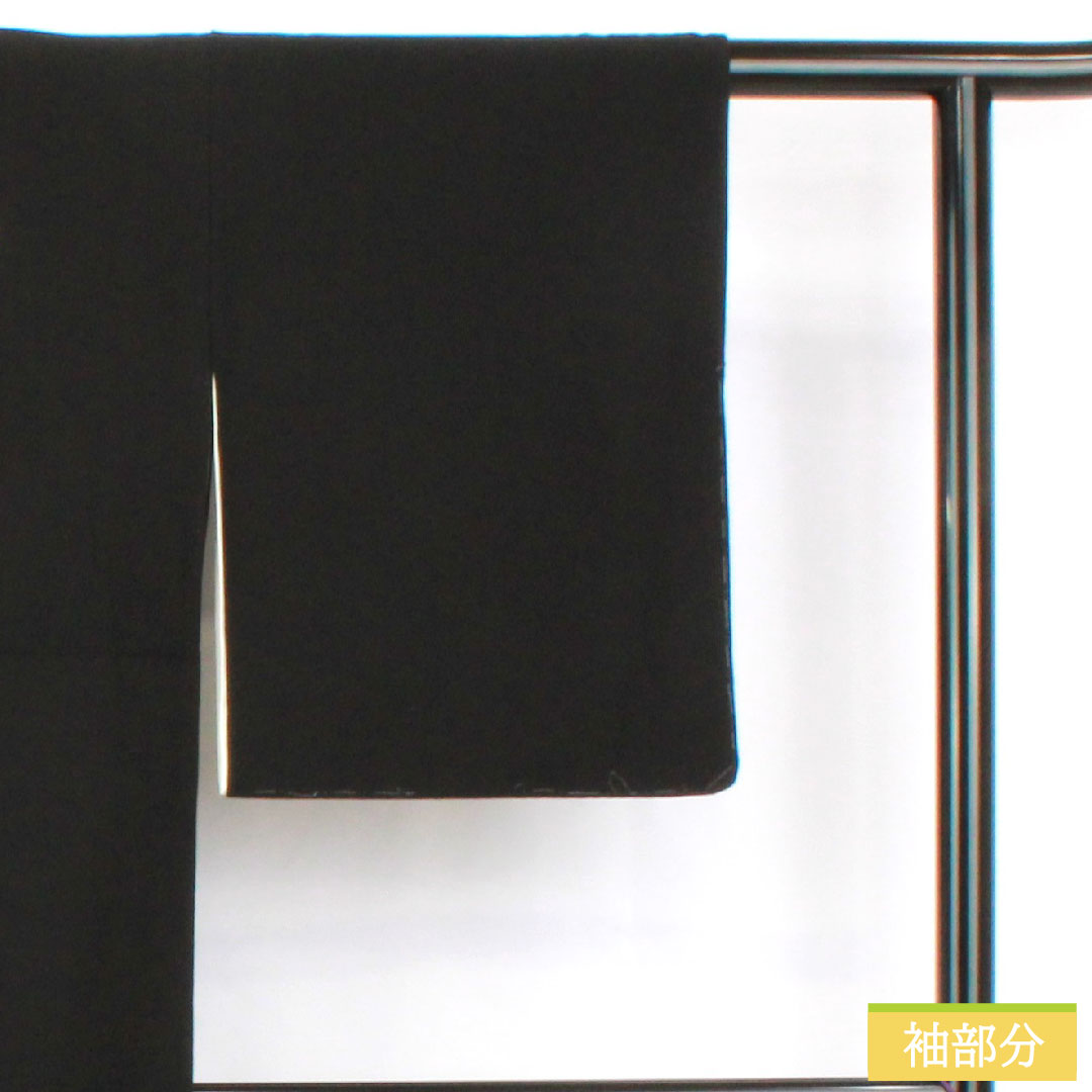Black formal kimono, pure silk, length 154.5cm, sleeve length 62.5cm, lined, Kyo Kaga Yuzen, landscape pattern, five crests, three-layered pine tree, A rank, black, 1111001713210