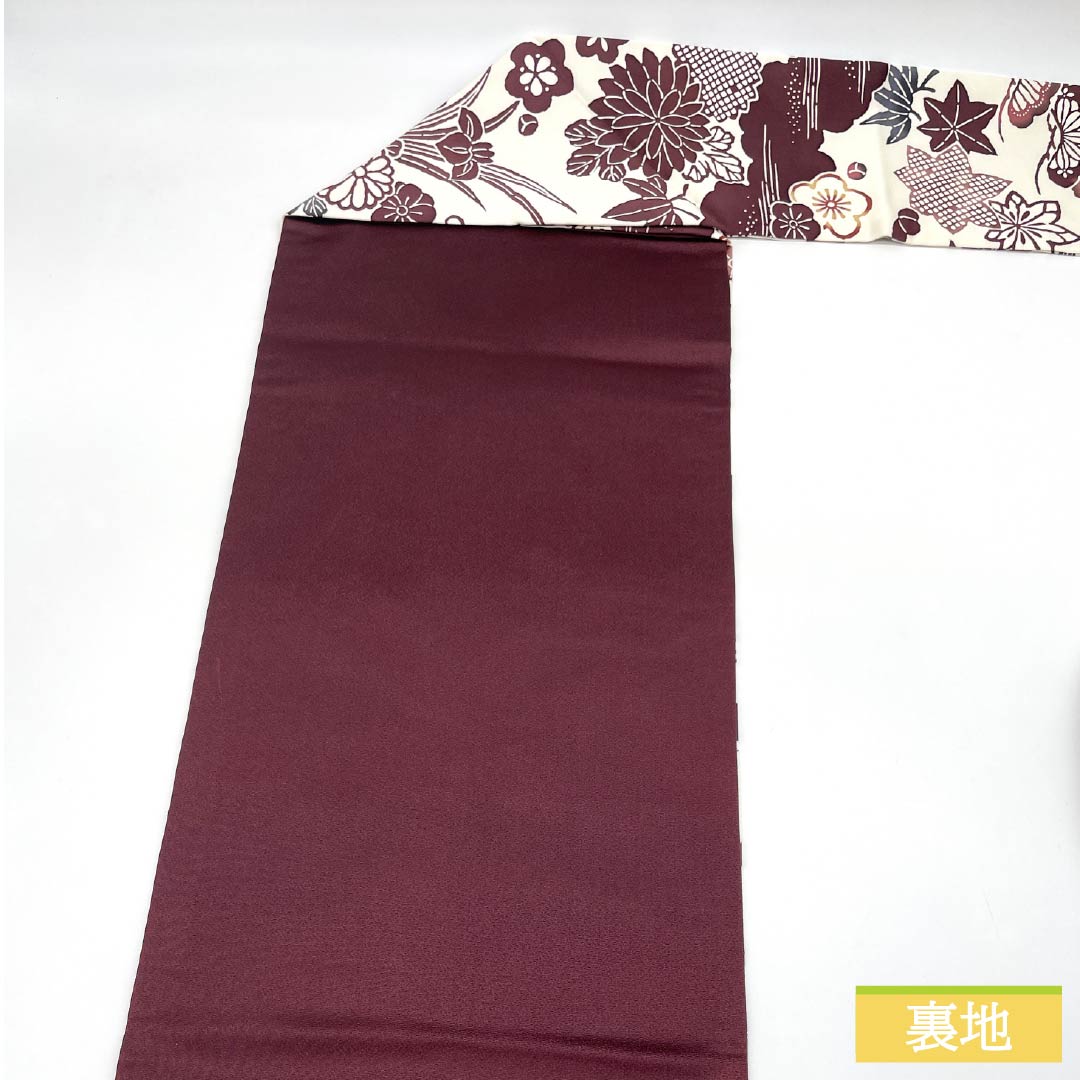 名古屋帯 乳白色色（にゅうはくしょくいろ） 京紅型 紅型調模様 梅 帯丈360cm 正絹 Sランク 全通 カジュアル 白系 1124006542311 名古屋仕立て