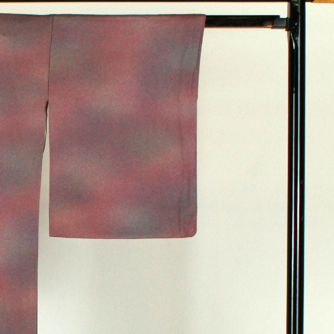 Plain color, wave pattern, length 171cm, sleeve length 67cm, lined, pure silk, S rank, purple, 1114000322420