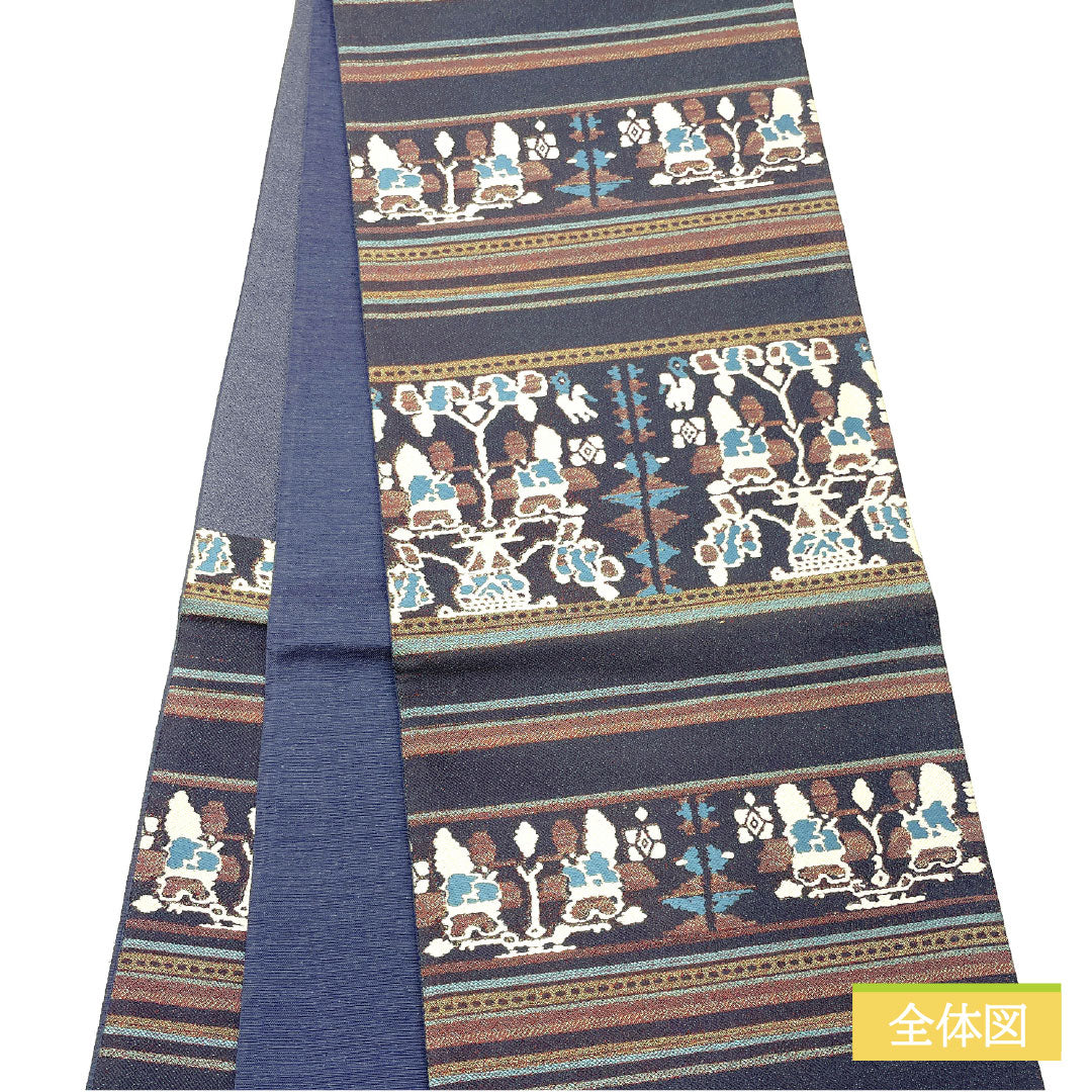 リサイクル着物】袋帯 正絹 Sランク 藍鼠色（あいねずいろ） 西陣織