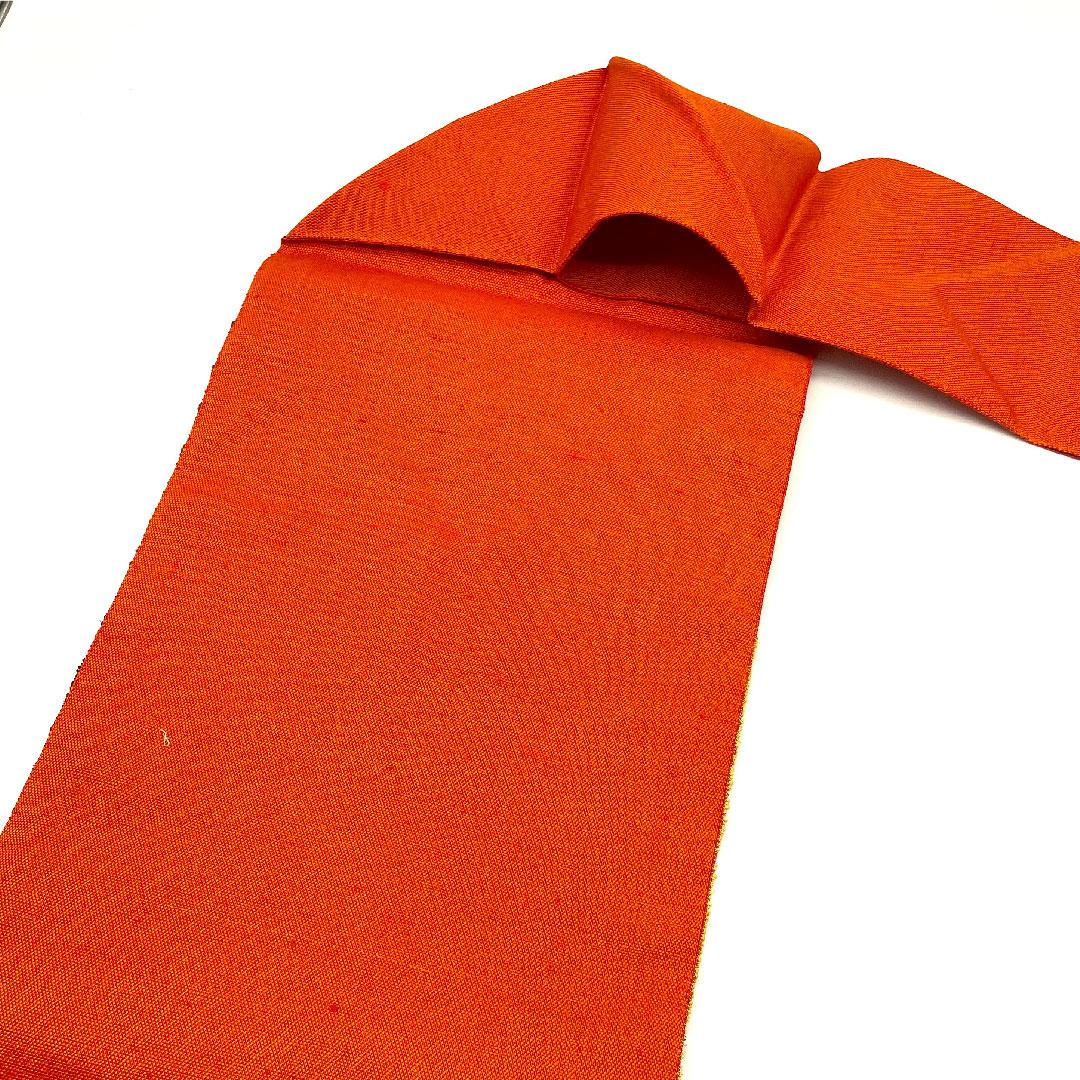 名古屋帯 抽象模様 帯丈370cm 正絹 Sランク ポイント柄 カジュアル 朱系 1124001732316