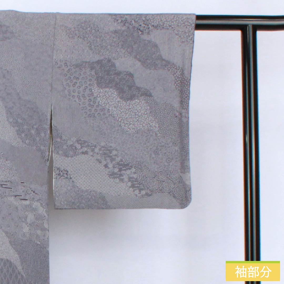 訪問着 正絹 Aランク 袷 身丈155cm 裄丈64.5cm 蒲萄鼠色（ぶどうねずいろ） 江戸小紋 型染 パールトーン加工 吉祥文様 紫系 1112006183320