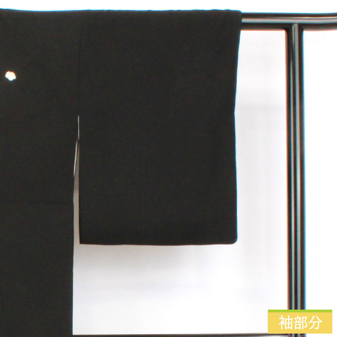 Black formal kimono, pure silk, length 156cm, sleeve length 65cm, lined, Kyoto Yuzen, crane, auspicious motif, five crests, ivy, A rank, black, 1111001753310