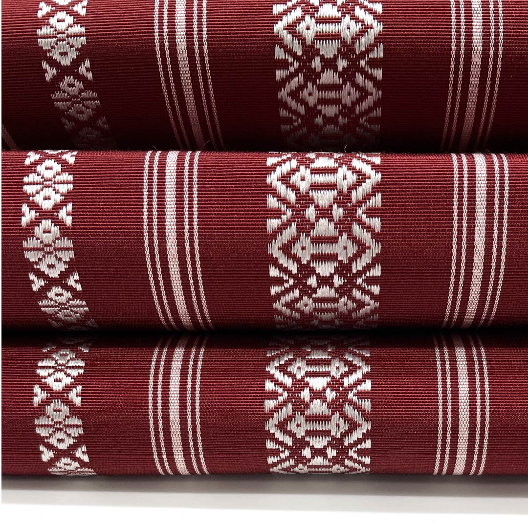 半幅帯 正絹 帯丈372cm 牛血紅色（ぎゅうけつこういろ） 献上柄 博多織 赤系 Aランク 1125001403312