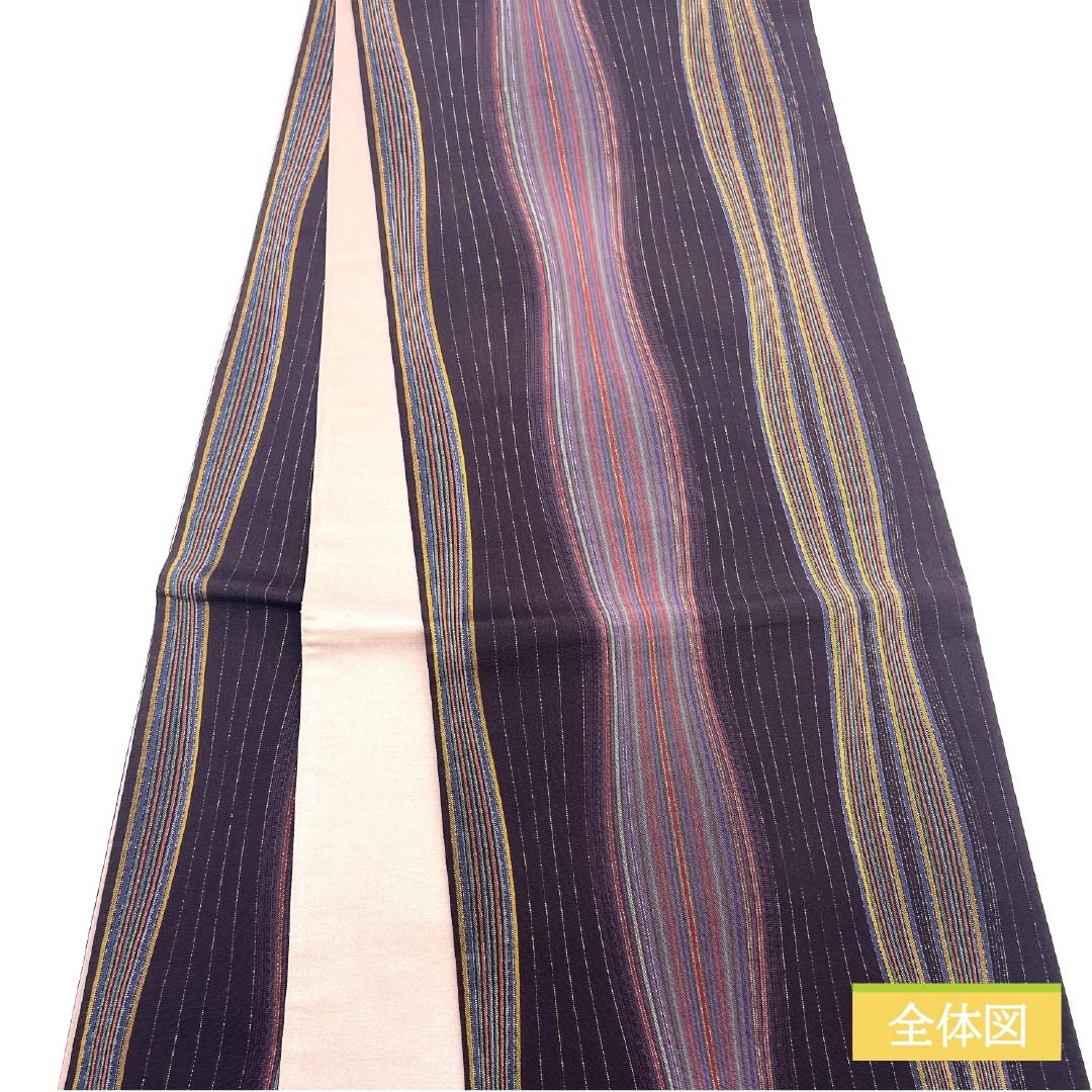 袋帯 正絹 Sランク 紫烏色色（しうしょくいろ） 立涌 帯丈448cm 全通 セミフォーマル 紫系 1123015382320