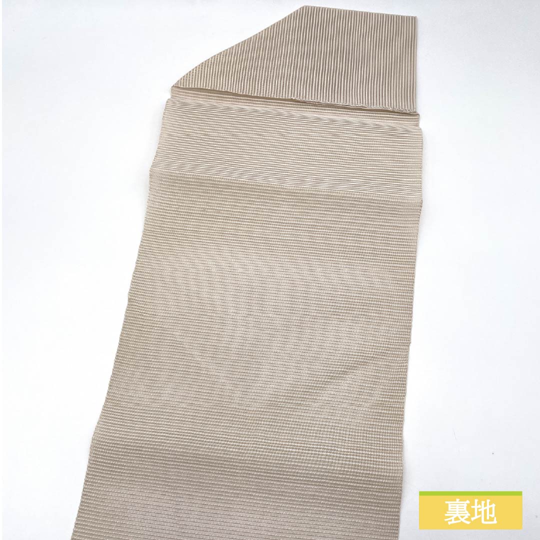 Nagoya Obi, Pure Silk, Off-White, Summer Obi, Tapestry Weave, Variegated Dew Grass Pattern, Length 368cm, S Rank, Point Pattern, Semi-Formal, Beige, 1124008732325, Pine Needle Style