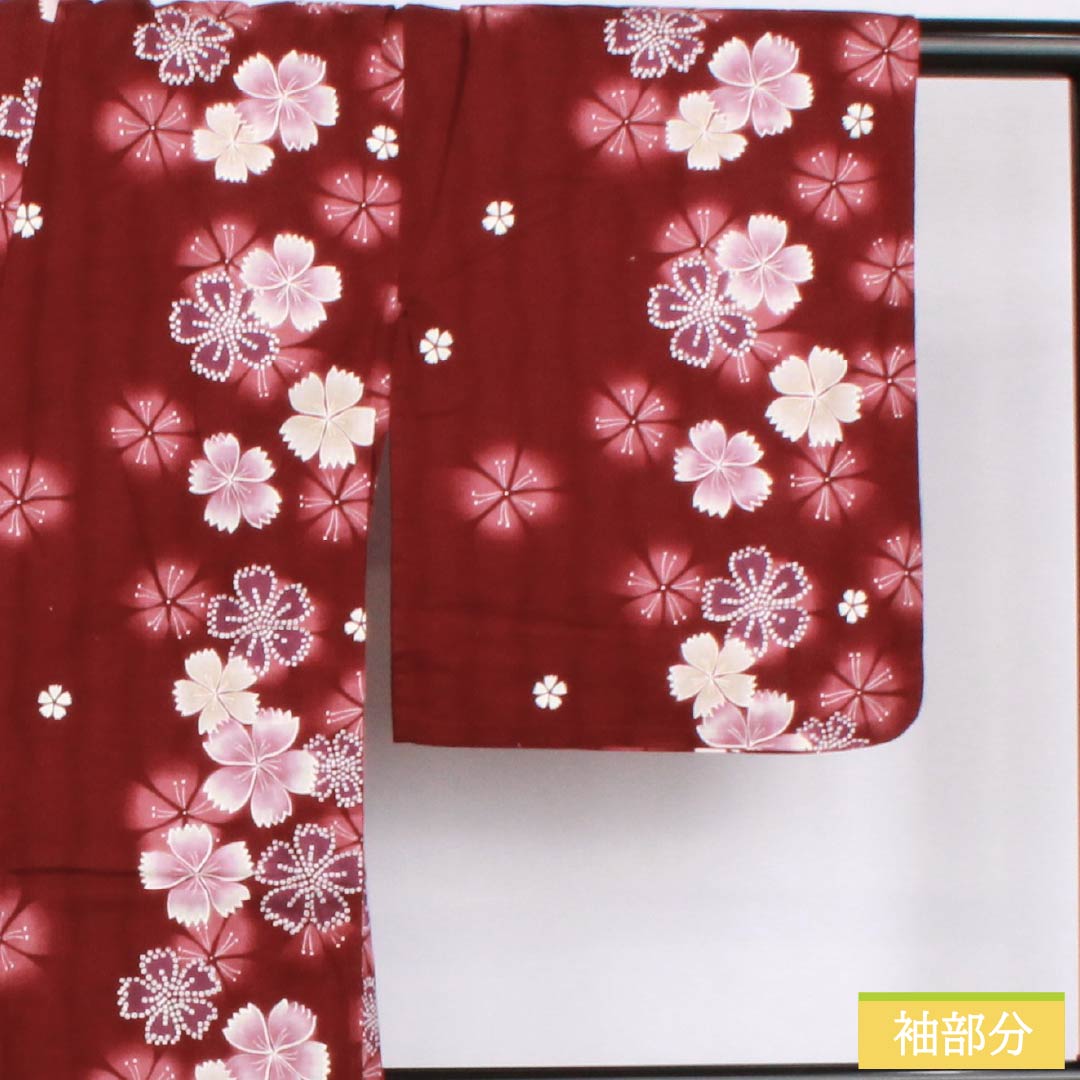 リサイクル着物】浴衣 木綿 身丈164cm 裄丈65cm Sランク 単衣 赤系 深