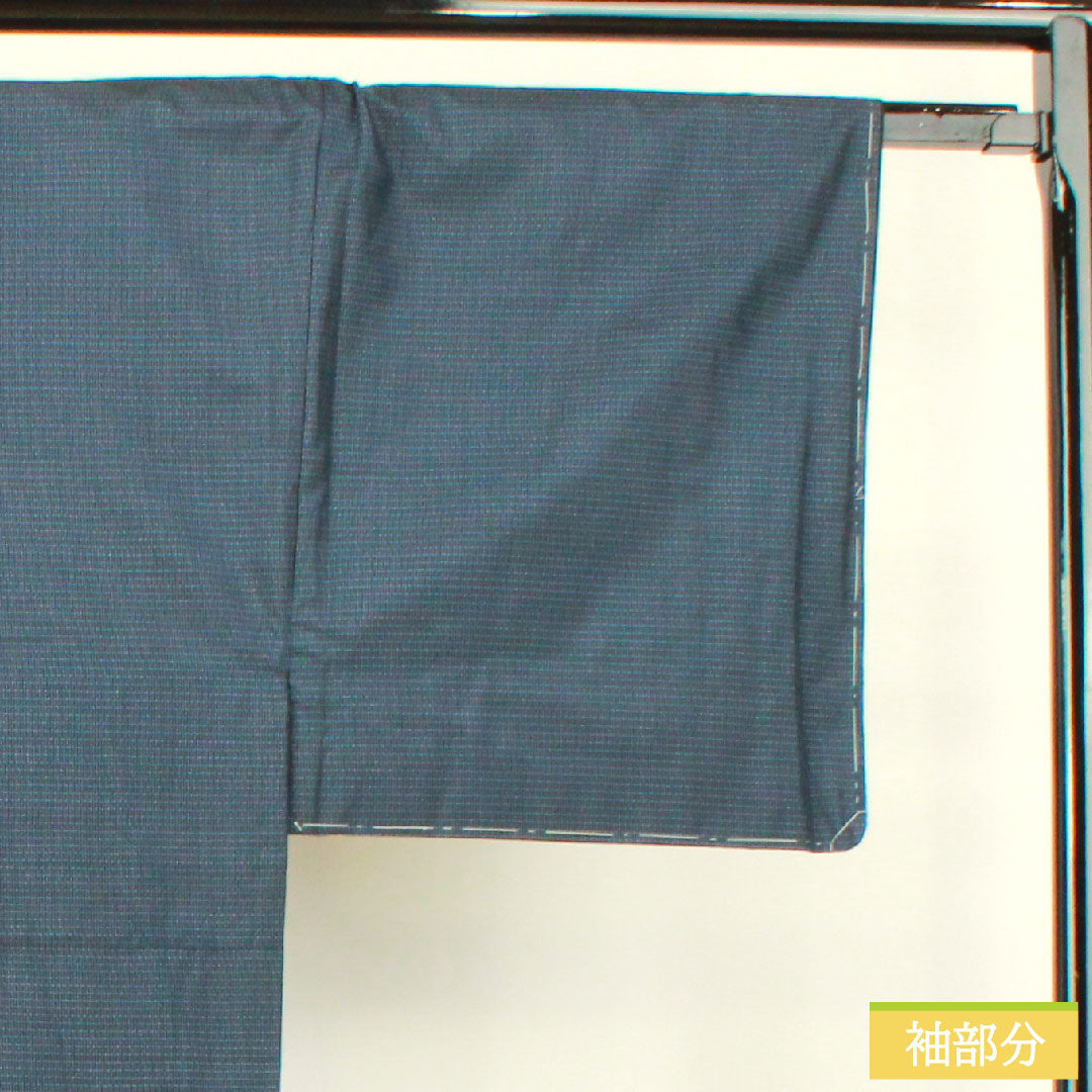 男物 正絹 身丈139cm 裄丈73.5cm 大島紬 緯総絣 しつけ糸付き 未使用品 Sランク 袷 紺系 1119000892318