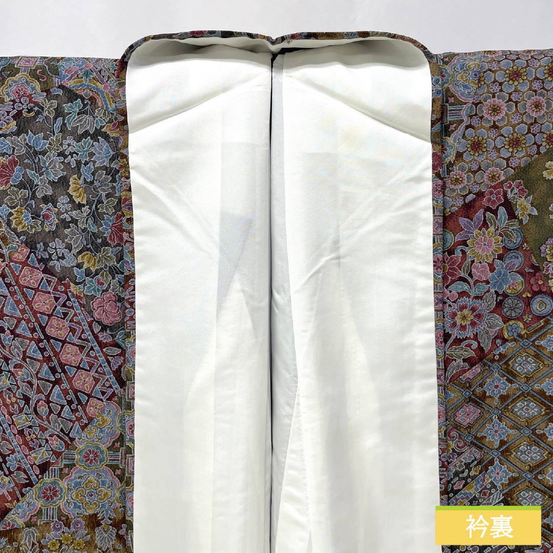 小紋 正絹 Sランク 身丈164.5cm 裄丈67.5cm 袷 型染 正倉院文様 更紗模様 新はじく加工 グラデーション系 1115008332499