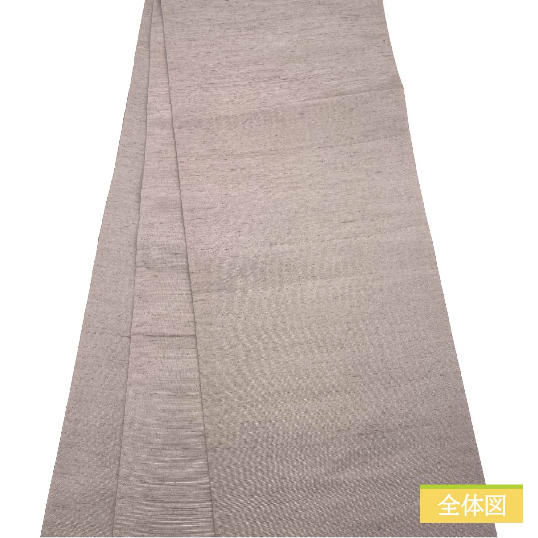 袋帯 正絹 Aランク 桜鼠色（さくらねずいろ） 紬地 ふくれ織 遠山 風景 帯丈440cm ポイント柄 カジュアル ピンク系 1123015373313