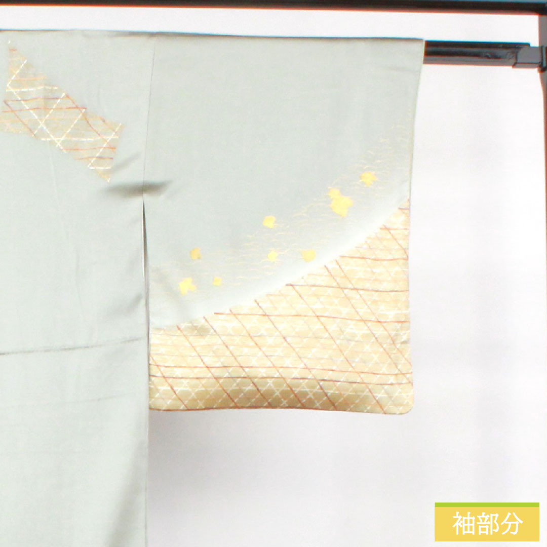 訪問着 正絹 袷 身丈154cm 裄丈65cm 京友禅 刺繡 Aランク 緑系 1112004123219