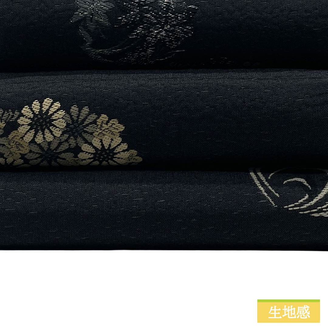 半幅帯 ポリエステル Aランク 夢工房 花丸文 帯丈418cm 黒系 1125005193410