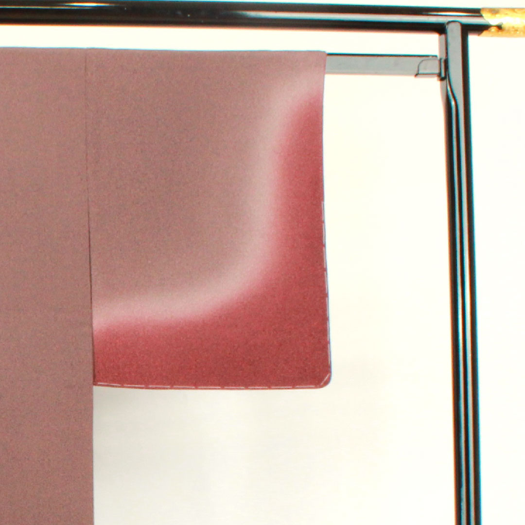 訪問着 袷 身丈158.5cm 裄丈65cm 錆臙脂色 天目染 作家物 花模様 正絹 Sランク 茶系 1112002422314