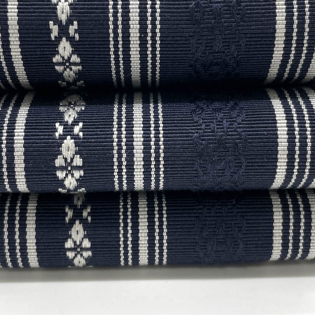 （未仕立）角帯 木綿 燻色（ふすべいろ） 博多織 献上柄 帯丈376cm 幅8.5cm Sランク 紺系 1134000472918