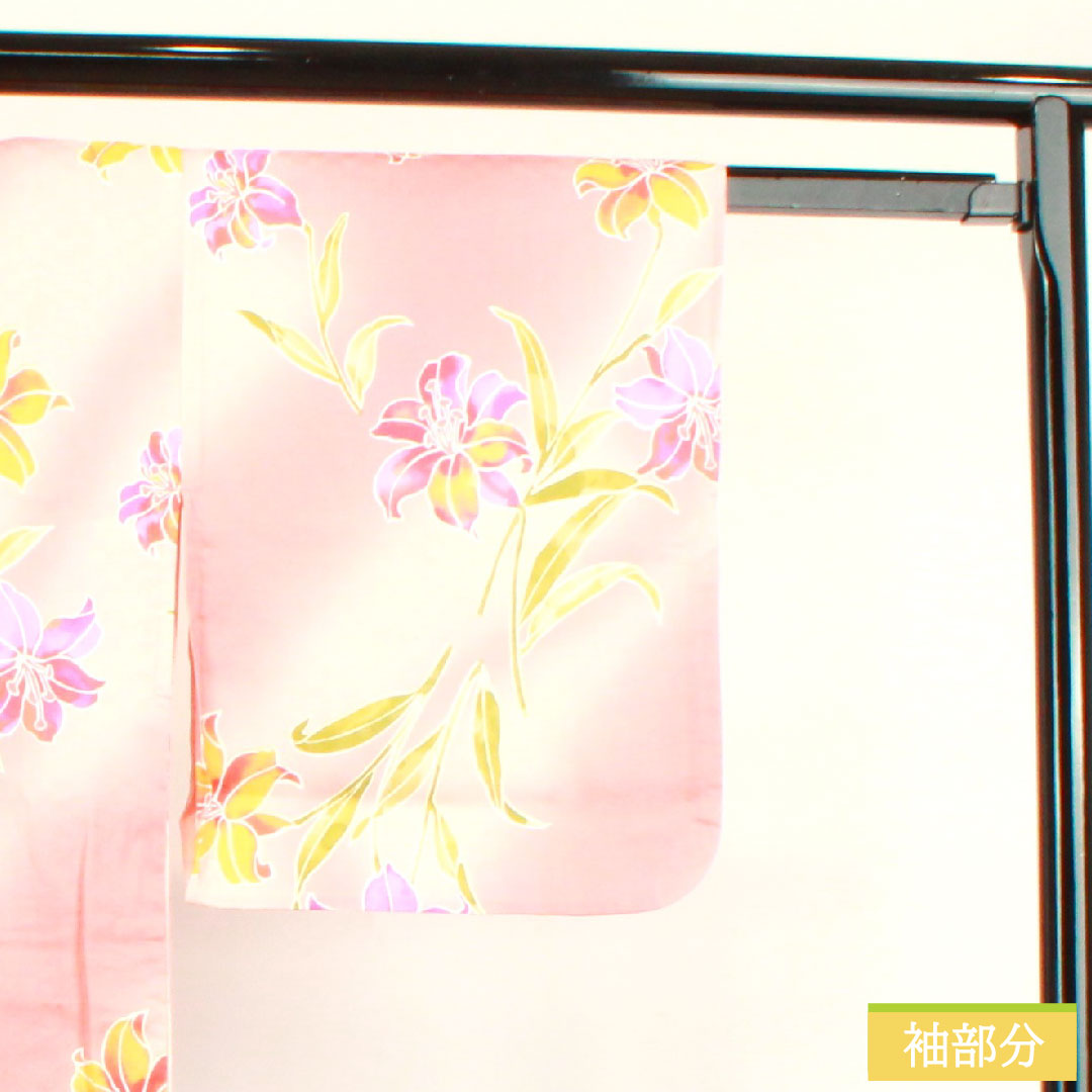 浴衣 木綿 身丈162.5cm 裄丈67.5cm Sランク 単衣 ピンク系 カサブランカ 1118004812413