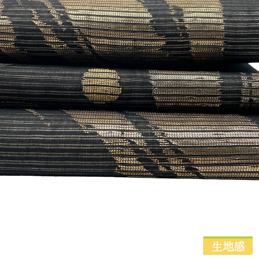 半幅帯 正絹 Cランク 夏帯 波柄 西陣織 帯丈300cm 黒系 1125004055310
