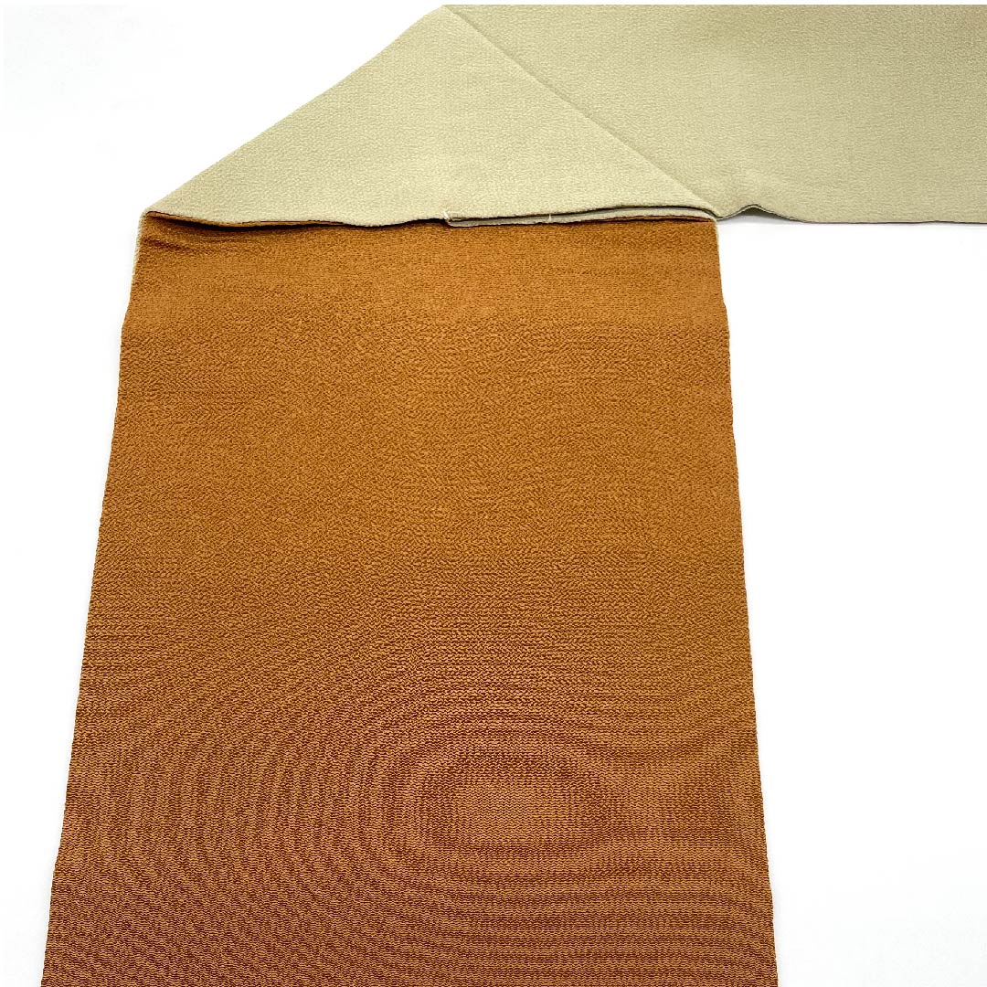 名古屋帯 赤白橡色 亜麻色 花模様 壁糸 帯丈368cm 正絹 Aランク ポイント柄 カジュアル 茶系 1124003723314  名古屋仕立て