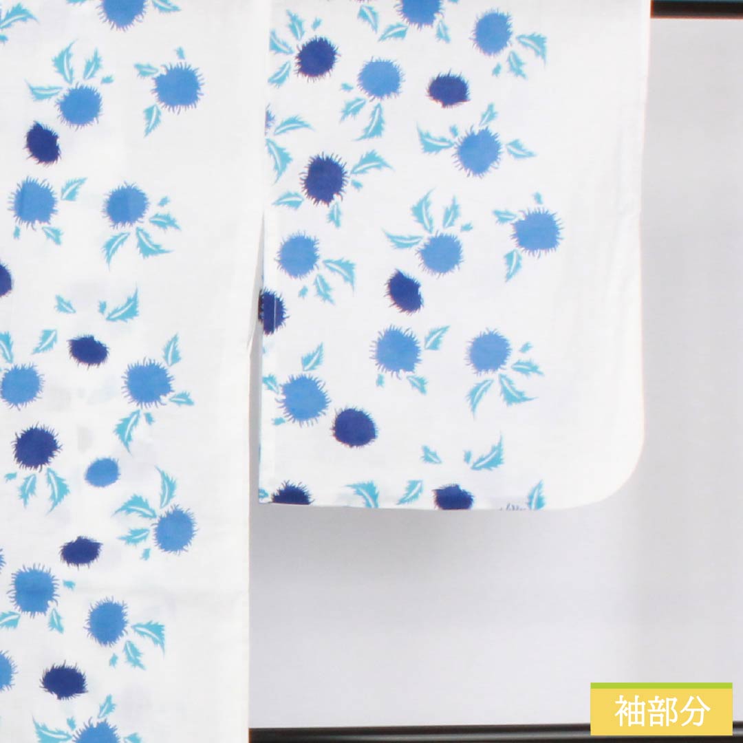 Cotton Yukata, Length 166cm, Sleeve Length 64.5cm, A Rank, Single Layer, White, Thistle Pattern, 1118006723511