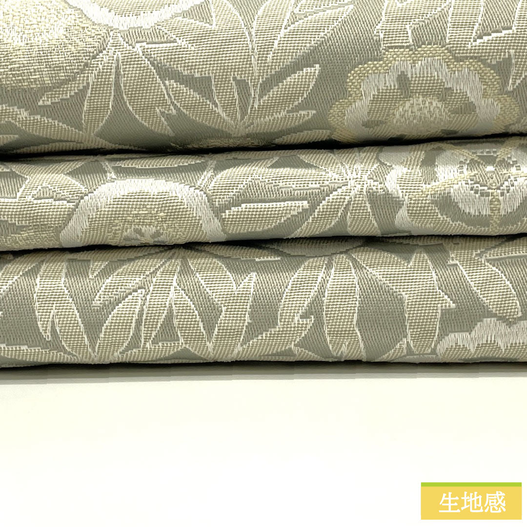 （新品）半幅帯 ポリエステル NEWランク 薄墨色（うすずみいろ） 麹塵色（きくじんいろ） 花柄 横段 リバーシブル 帯丈400cm グレー系 1125002421422