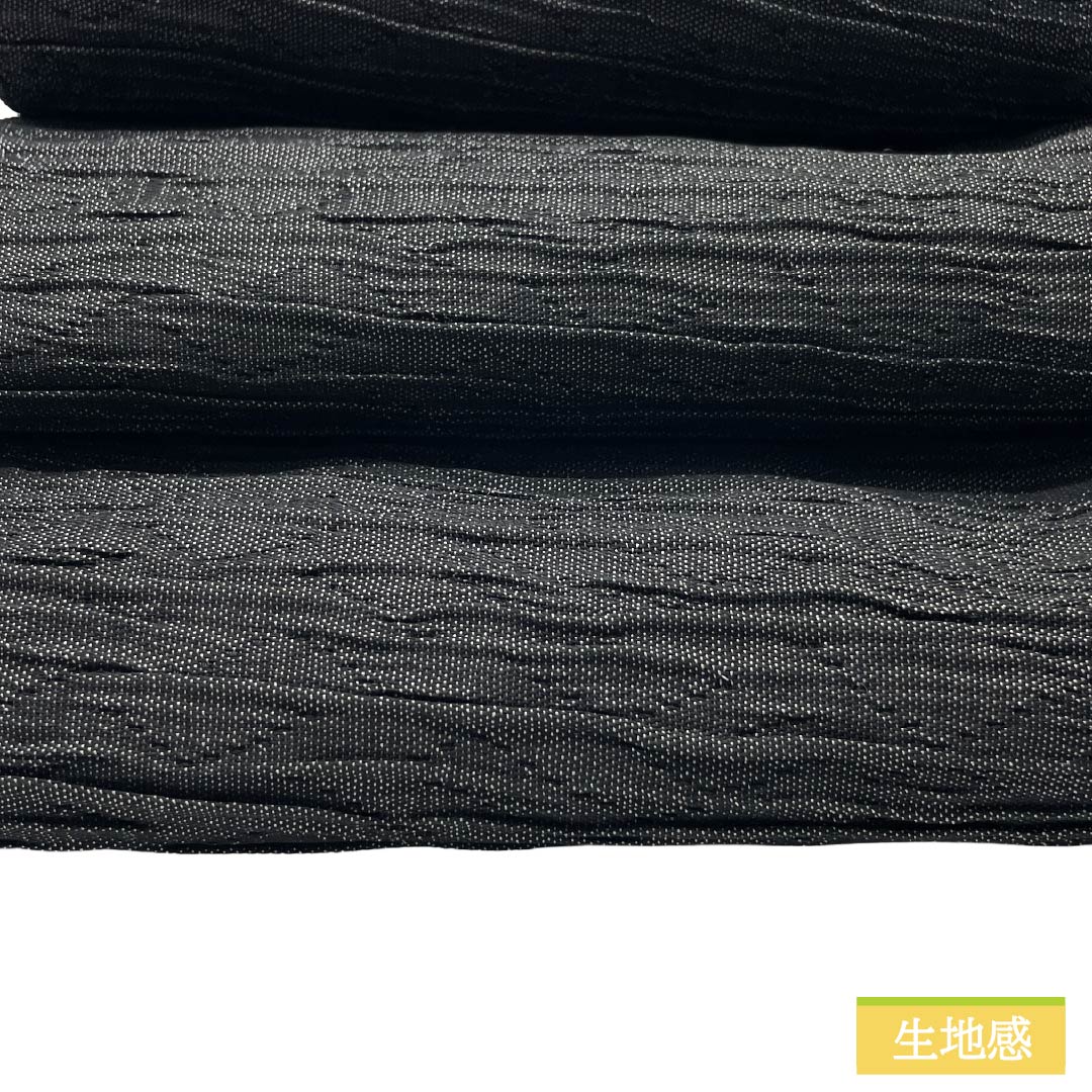 半幅帯 ポリエステル Sランク 黒鼠色（くろねずいろ） ふくれ織風 広幅 帯丈358cm 黒系 1125003092310