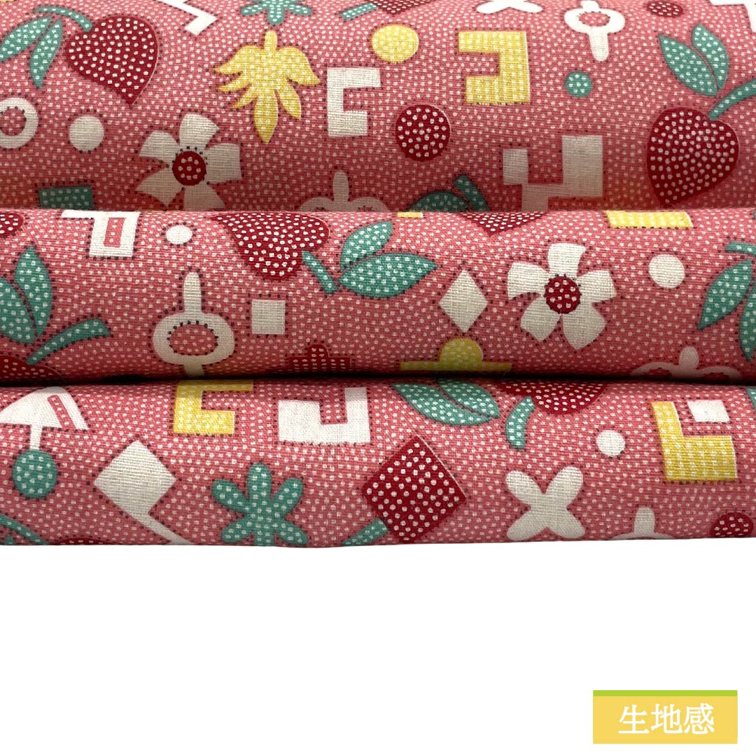 半幅帯 正絹 Ａランク 桃紅色（とうこうしょく） 幾何学模様 帯丈368cm ピンク系 1125002963313