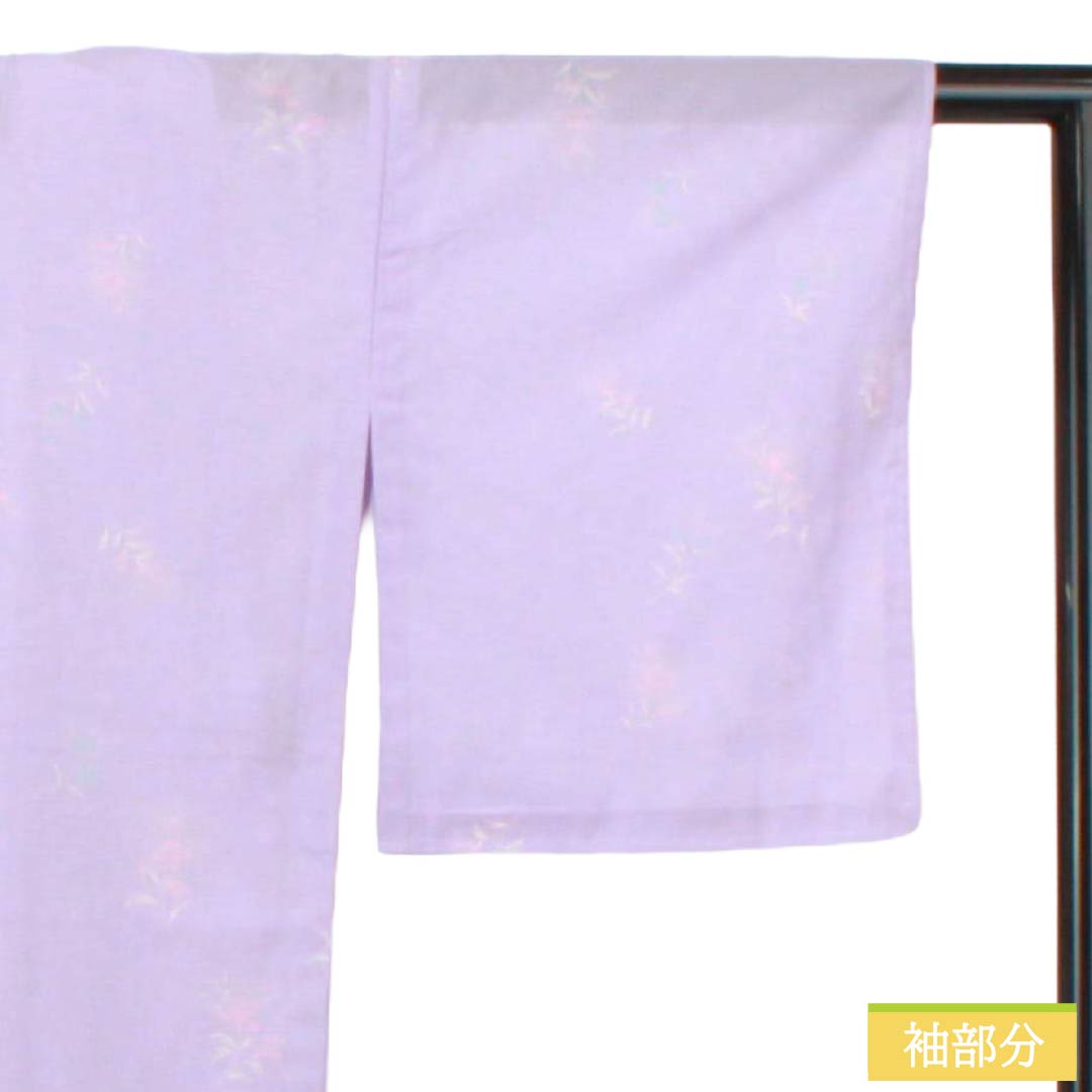 夏物 ポリエステル 小紋 Sランク 身丈159cm 裄丈64cm 薄藤色（うすふじいろ） 洗える着物 小花 絽 紫系 1132006042320