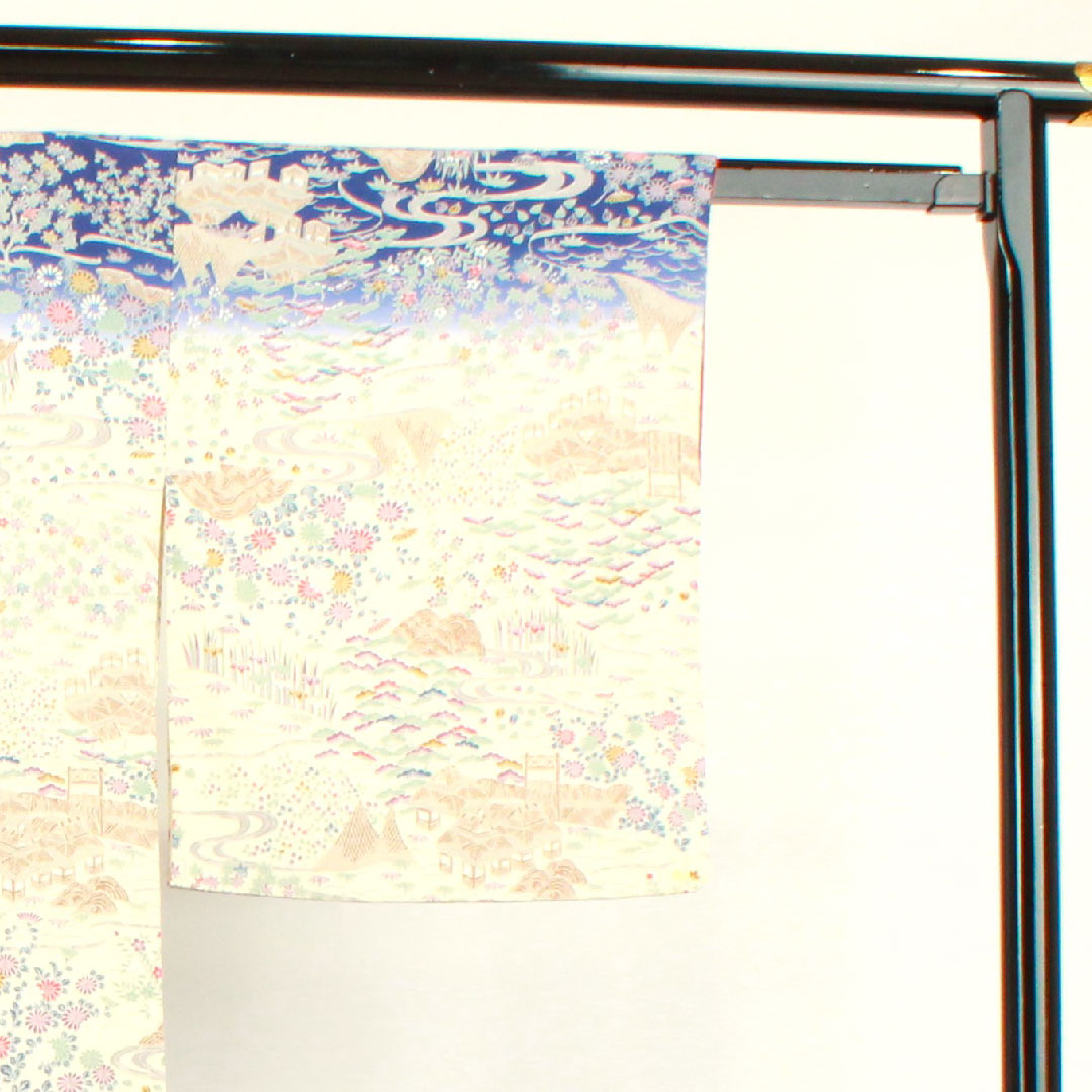 訪問着 正絹 袷 身丈158.5cm 裄丈65cm 乳白色 京友禅 茶屋辻 Sランク クリーム系 1112002972315